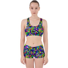 Colorful Squares Pattern                             Work It Out Sports Bra Set