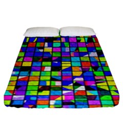 Colorful Squares Pattern                            Fitted Sheet (king Size) by LalyLauraFLM