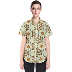 Stars And Other Shapes Pattern                          Women s Short Sleeve Shirt