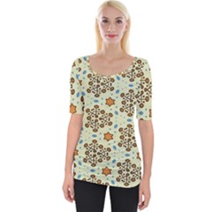 Stars And Other Shapes Pattern                               Wide Neckline Tee