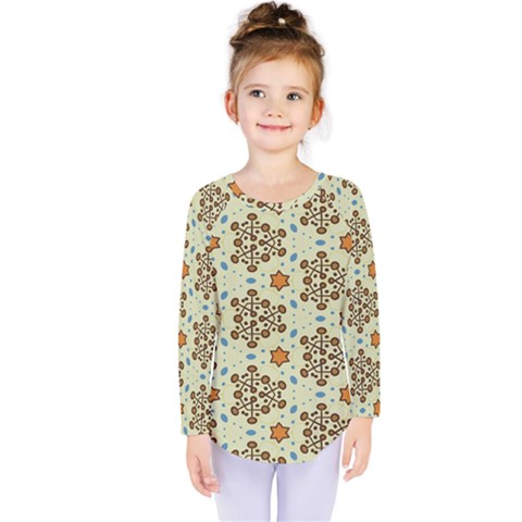 Stars And Other Shapes Pattern                                Kids  Long Sleeve Tee by LalyLauraFLM