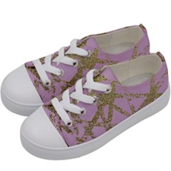 Modern,abstract,hand Painted, Gold Lines, Pink,decorative,contemporary,pattern,elegant,beautiful Kids  Low Top Canvas Sneakers