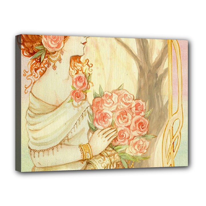 Beautiful Art Nouveau lady Canvas 16  x 12 