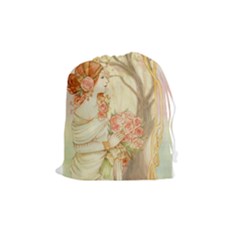 Beautiful Art Nouveau Lady Drawstring Pouches (medium)  by NouveauDesign