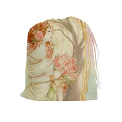 Beautiful Art Nouveau Lady Drawstring Pouches (extra Large) by NouveauDesign