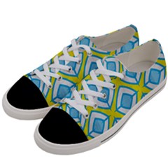 Blue Rhombus Pattern                          Women s Low Top Canvas Sneakers