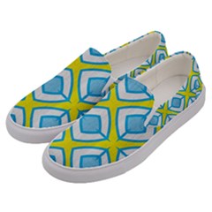 Blue Rhombus Pattern                           Men s Canvas Slip Ons