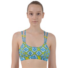 Blue Rhombus Pattern                                   Line Them Up Sports Bra by LalyLauraFLM