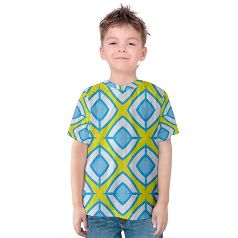 Blue Rhombus Pattern                                Kid s Cotton Tee by LalyLauraFLM