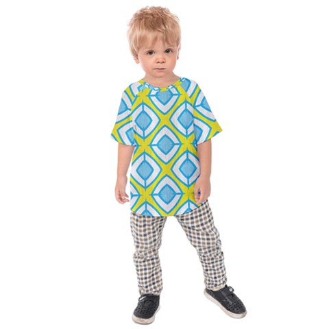 Blue Rhombus Pattern                          Kids  Raglan Tee by LalyLauraFLM