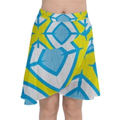 Blue Rhombus Pattern                                   Chiffon Wrap Front Skirt