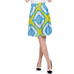 Blue Rhombus Pattern                                A-line Skater Skirt by LalyLauraFLM