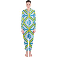 Blue Rhombus Pattern                                Hooded Jumpsuit (ladies)