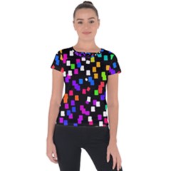 Colorful Rectangles On A Black Background                           Short Sleeve Sports Top