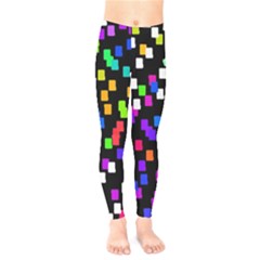 Colorful Rectangles On A Black Background                              Kids  Leggings