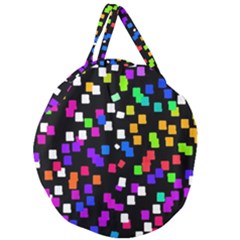 Colorful Rectangles On A Black Background                               Giant Round Zipper Tote