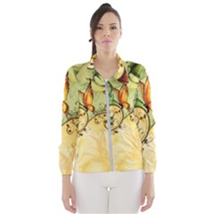 Wonderful Flowers With Butterflies, Colorful Design Wind Breaker (women) by FantasyWorld7