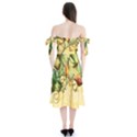 Wonderful Flowers With Butterflies, Colorful Design Shoulder Tie Bardot Midi Dress View2