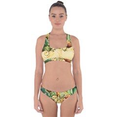 Wonderful Flowers With Butterflies, Colorful Design Cross Back Hipster Bikini Set