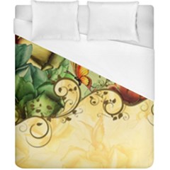 Wonderful Flowers With Butterflies, Colorful Design Duvet Cover (california King Size) by FantasyWorld7