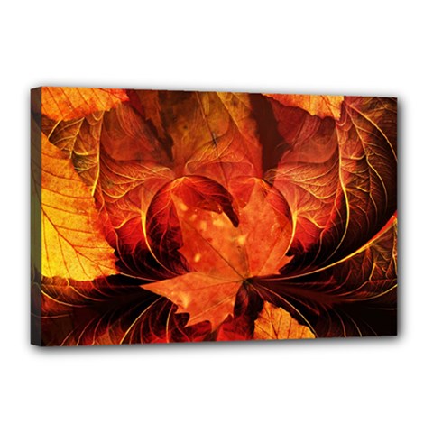 Ablaze With Beautiful Fractal Fall Colors Canvas 18  X 12  by jayaprime