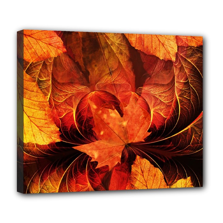 Ablaze With Beautiful Fractal Fall Colors Deluxe Canvas 24  x 20  