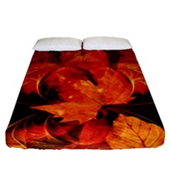 Ablaze With Beautiful Fractal Fall Colors Fitted Sheet (queen Size) by jayaprime