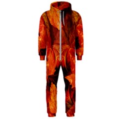 Ablaze With Beautiful Fractal Fall Colors Hooded Jumpsuit (men)  by jayaprime