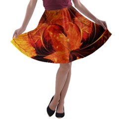 Ablaze With Beautiful Fractal Fall Colors A-line Skater Skirt by jayaprime