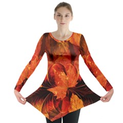 Ablaze With Beautiful Fractal Fall Colors Long Sleeve Tunic 