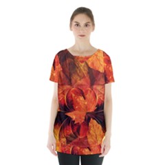 Ablaze With Beautiful Fractal Fall Colors Skirt Hem Sports Top