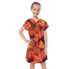 Ablaze With Beautiful Fractal Fall Colors Kids  Drop Waist Dress by jayaprime