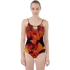 Ablaze With Beautiful Fractal Fall Colors Cut Out Top Tankini Set