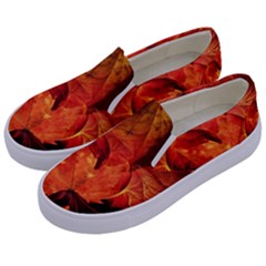 Ablaze With Beautiful Fractal Fall Colors Kids  Canvas Slip Ons by jayaprime