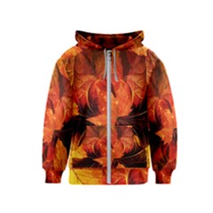 Ablaze With Beautiful Fractal Fall Colors Kids  Zipper Hoodie by jayaprime