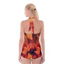 Ablaze With Beautiful Fractal Fall Colors Boyleg Halter Swimsuit  View2