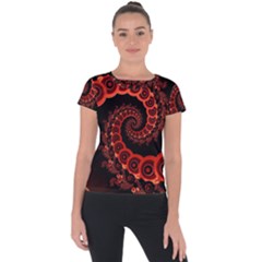 Chinese Lantern Festival For A Red Fractal Octopus Short Sleeve Sports Top  by jayaprime