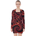 Chinese Lantern Festival For A Red Fractal Octopus V-neck Bodycon Long Sleeve Dress View1