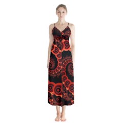 Chinese Lantern Festival For A Red Fractal Octopus Button Up Chiffon Maxi Dress by jayaprime