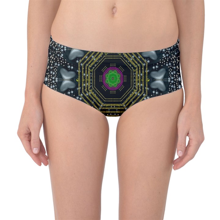 Leaf Earth And Heart Butterflies In The Universe Mid-Waist Bikini Bottoms