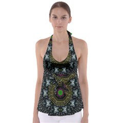 Leaf Earth And Heart Butterflies In The Universe Babydoll Tankini Top by pepitasart