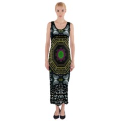 Leaf Earth And Heart Butterflies In The Universe Fitted Maxi Dress by pepitasart