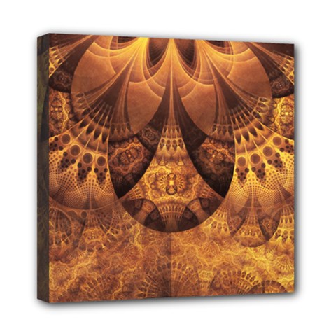 Beautiful Gold And Brown Honeycomb Fractal Beehive Mini Canvas 8  X 8  by jayaprime