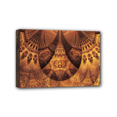 Beautiful Gold And Brown Honeycomb Fractal Beehive Mini Canvas 6  X 4  by jayaprime