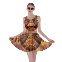 Beautiful Gold And Brown Honeycomb Fractal Beehive Skater Dress by jayaprime