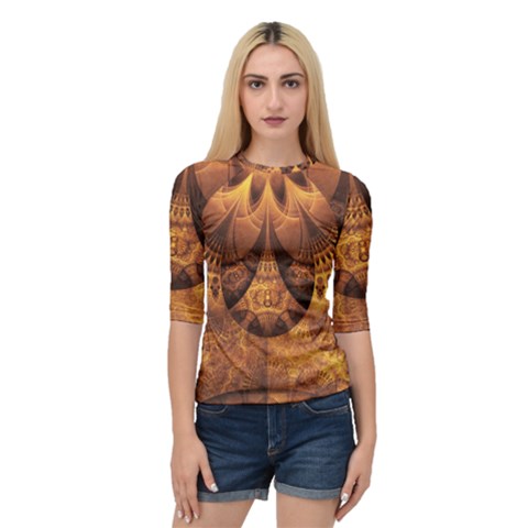 Beautiful Gold And Brown Honeycomb Fractal Beehive Quarter Sleeve Raglan Tee by jayaprime