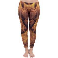 Beautiful Gold And Brown Honeycomb Fractal Beehive Classic Winter Leggings by jayaprime