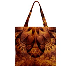 Beautiful Gold And Brown Honeycomb Fractal Beehive Zipper Grocery Tote Bag by jayaprime