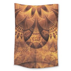 Beautiful Gold And Brown Honeycomb Fractal Beehive Large Tapestry by jayaprime