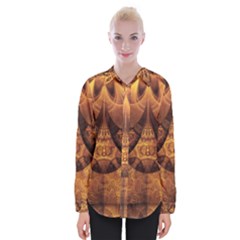 Beautiful Gold And Brown Honeycomb Fractal Beehive Womens Long Sleeve Shirt